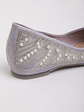 Χαμηλού Κόστους αξεσουάρ-Γυναικεία Τεχνητό διαμάντι Επίπεδο Τακούνι Μυτερή Μύτη Κομψό Γκρίζο