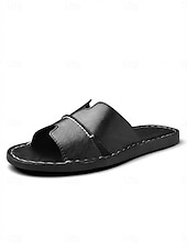 abordables Hombres-Men's Brown Faux Leather Cross-Strap Slide Sandals Lightweight Comfort Beach Shoes for Beach Vacation, Island Getaways, Seaside Relaxing, Resort Wear, and Warm Weather Casual Style