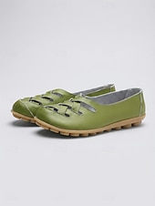 economico Ballerine da donna-Scarpe slip-on da donna gialle intrecciate con intagli, comode scarpe basse casual con suola morbida, calzature traspiranti per camminare in vacanza &amp; quotidiano