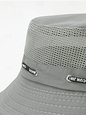 baratos Chapéus Masculinos-Chapéu bucket masculino respirável e leve em poliéster, várias cores, secagem rápida, ideal para férias na praia, pesca, caminhadas e uso casual no dia a dia.