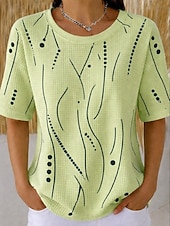  Női Gofris póló Textúrált kötött topok Nyári felsők Grafika Mértani Stílusos Klasszikus Rövid ujjú Terített nyak Kerek Normál felsők Hétköznapi Napi Medence Fehér Arcpír rózsaszín Lóhere Nyár Tavasz