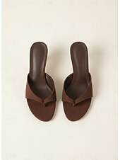 billiga Slide Sandaler-Svarta flip-flop-sandaler med kitten heel för kvinnor – minimalistiska mules med v-remmar för sommarfester, utekvällar och avslappnade, eleganta looks