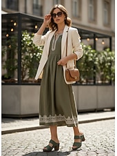 billiga Slide Sandaler-damsandaler med dubbla remmar i grön blockklack - bekväma skor för vardagsutflykter och sommarkläder