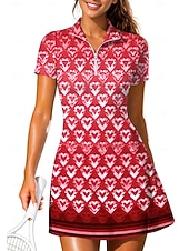 Χαμηλού Κόστους Φόρεμα Γυναικών-Γυναικεία Καρδιά Γεωμετρικό Βαθμίδα Καρό Φόρεμα τένις Αθλητικό φόρεμα Κοντομάνικο Στάμπα Αναπνέει Τέννις Γκολφ Μπάντμιντον Γιακάς Περιλαίμιο Polo Φορέματα Ανοικτό Κίτρινο Πράσινο Ανοικτό Κόκκινο