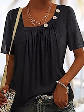  Per donna Maglietta Grafico Semplice Moda Manica Corta Girocollo Top Regolari Casuale Quotidiano Weekend Blu Nero Grigio Estate Primavera