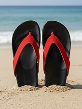 economico Infradito scivolosi-Infradito da spiaggia rosse da donna - sandali infradito leggeri in pelle scamosciata con suola antiscivolo per vacanze estive al mare e spiagge sabbiose &amp;vacanze su isole tropicali