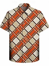  רטרו\וינטאג' היפי שנות ה-70 חולצה שרוולים קצרים היפי גיאומטרי רטרו תחפושות בגדי ריקוד גברים פסטיבל מוזיקה מפלגה לבוש יומיומי מבוגרים חולצה אביב קיץ