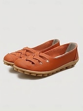 economico Ballerine da donna-Scarpe slip-on da donna gialle intrecciate con intagli, comode scarpe basse casual con suola morbida, calzature traspiranti per camminare in vacanza &amp; quotidiano