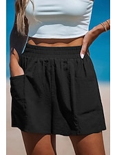 tanie Podstawowe fałszywe dno-Damskie Sztuczna bawełna len Typu Chino Szorty Letnie szorty Urlop Moda Moda miejska Krótki Wysoka talia Równina Kieszeń Elastyczny pas Wygodne Komfort Miękka Elastyczny Na zewnątrz Urlop Ulica