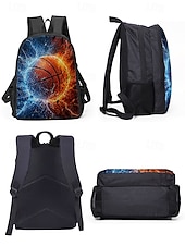 abordables Mochilas para Niños y Adolescentes-Juego de mochila de baloncesto para niños con bolsa de almuerzo y estuche para lápices mochila escolar de gran capacidad para deportes y viajes escolares