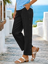 economico Fondi-Per donna Pantaloni Estivi Pantaloni Corti Vacanza Moda Essenziale Lunghezza alla caviglia Misura del girovita medio Semplice Elastico in vita Comodità Confortevole Traspirante Inelastico Vacanza
