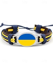 abordables Accesorios-Pulsera de hombre de piel sintética y acrílico con la bandera nacional, pulsera multinacional para aficionados al fútbol, para el día del partido, para animar en el estadio, para ropa deportiva informal y para el día a día.