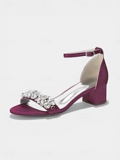 voordelige Hakken Sandalen-Damessandalen met dikke hak en nude strass-steentjes - elegante cocktailschoenen met enkelbandje