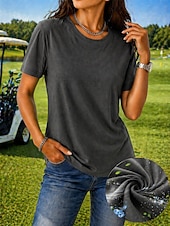 ieftine tricou simplu-tricou damă tricou cu sistem de absorbție a umezelii tricou de mătase elegant clasic mânecă scurtă guler rotund topuri obișnuite casual sport de plajă negru alb roz roșu bleumarin vară primăvară