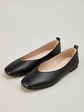 Χαμηλού Κόστους Γυναικείες Μπαλαρίνες-Γυναικεία ροζ φλατ παπούτσια με τετράγωνη μύτη, casual μινιμαλιστικά slip-on παπούτσια, άνετα μαλακά μπαλαρίνες από τεχνητό δέρμα για καθημερινή χρήση, γραφείο &amp;καλοκαίρι