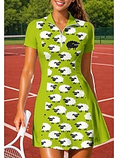 voordelige Dames jurk-Dames Tekenfilm Sportkleding Tennispolojurk Korte mouw Kwart ritssluiting UPF50+ Elastisch Zweetafvoerend Ademend Volleybal Tennis Golf Strijkijzer Opstaand Jurken Groen Tenniskleding