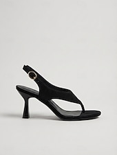 billige Hælte sandaler-Svarte slingback-sandaler til dame – elegante åpne hæler til hverdagsbruk &amp;ferieklær