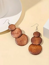 abordables Boucle d&amp;#39;oreille pour femme-Boucles d'oreilles pendantes bohèmes en bois pour femmes, boucles d'oreilles géométriques vintage aux styles variés, parfaites pour les vacances à la plage, les séjours estivaux et le quotidien.