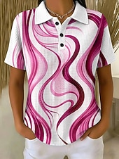 economico Maglietta Arte &amp; Design-Per donna Magliette Polo a Nido d'Ape Grafico Geometrico Astratto Elegante Classico Manica Corta Colletto Polo Top lunghi Casuale Quotidiano Blu Bianco Giallo Viola Estate Primavera