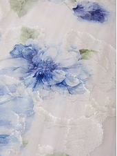 cheap Tea Length-A-Line Tea Length Party Dress Cocktail Dress Wedding Guest Dress Mother of the Bride Dress 3/4 Length Sleeve V Neck Shirt Collar Elegant Vintage Formal Organza Jacquard with Floral Print