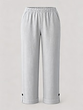 abordables Pantalon droit-Femmes Pantacourt Chino Longueur cheville Naturel Couleur Unie Avec Poches Confortable Non Elastique Décontracté Quotidien Noir Blanche Rose Claire Vert foncé Printemps Automne Coupe Ample