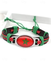 abordables Accesorios-Pulsera de hombre de piel sintética y acrílico con la bandera nacional, pulsera multinacional para aficionados al fútbol, para el día del partido, para animar en el estadio, para ropa deportiva informal y para el día a día.