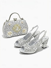 ieftine Sandale cu toc-pantofi eleganți pentru femei &amp;set de genți – accesorii asortate șic pentru cocktailuri