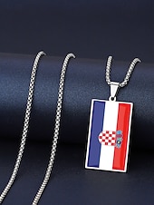economico Accessori-Collana da uomo con ciondolo a forma di bandiera in acciaio inossidabile, collana con catena a bandiera di diversi paesi per le partite di calcio, per sostenere i tifosi, per fare il tifo allo stadio, per l'abbigliamento sportivo casual e per tutti i gior