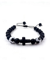 abordables Accesorios-Pulsera deportiva para hombre de materiales mixtos con motivos de fútbol y baloncesto. &amp;Cuentas de fútbol, tamaño ajustable, accesorio de apoyo para aficionados, ropa informal para el día del partido,