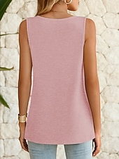abordables Réservoir Simple-Paquets multiples 3 pièces Femmes Col en V Sans manches Bleu + Rose + Noir Débardeur T-shirt sans manches T-shirt Couleur Unie Occasionnel Quotidien Polyester Été