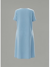 preiswerte Luxuskleider-Mini-Kleid aus Baumwolle und Leinen für Damen, lässiges Sommerkleid, locker geschnitten, kurzärmelig, V-Ausschnitt, gelb, hellgrün, himmelblau, grün