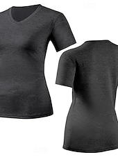 abordables T-shirt uni-Femmes T-shirt Couleur Unie Élégant Basique Manche Courte Col en V Hauts Réguliers Occasionnel Sports Week-end Noir Vert Claire Rose Claire Violet Claire Gris Clair Été Printemps