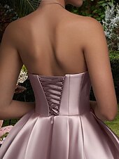 preiswerte Cocktailkleider-Ballkleid A-Linie Knöchellänge Cocktailkleider Partykleider Elegant Vintage Langarm Schulterfrei Hochzeit Formell Abnehmbar Satin mit Schal