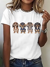 ieftine Tricou cu animale-Pentru femei Tricou Imprimeu Grafic Animal Leopard Epocă Stilat Clasic Manșon scurt Stil Nautic Rotund Topuri obișnuite Zilnic Sfârșit de săptămână Alb Roz Prăfuit Kaki Vară Primăvară Toamnă Iarnă