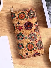 billige Lommebøker-Dame-lommebok i bohemsk kunstskinn med lang lommebok, stor kapasitet og flere kortspor med glidelås rundt clutch i flere mønstre for shopping, daglig bruk og reiser