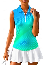 baratos Camisa Feminina-Mulheres Geométrica Tops Camisa Esportiva Camisa polo de caminhada Camisa de tênis Sem Manga Zíper Floral UPF50+ Resistente a UV Elasticidade Alta Pavio Humido Respirável Tênis Golfe Pickleball