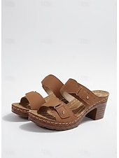 preiswerte Rutschsandalen-Lässige Damen-Sandalen mit Blockabsatz – bequeme Pantoletten für den Alltag, Gartenpartys und Freizeitaktivitäten.