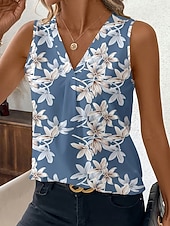 economico Serbatoio Grafico-Per donna Canotta Grafico Geometrico Astratto Elegante Vintage Classico Senza Maniche Scollo a V Top Regolari Quotidiano Blu Viola Estate Primavera