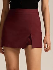 economico Gonne casual-Per donna Gonna da vacanza Moda Casual Mini Vita Alta Gonne Semplice Inelastico Quotidiano Streetwear Vinaccia Nero Verde militare Blu marino Primavera