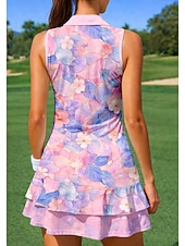 preiswerte Damenkleid-Damen Blumenmuster Sportkleid Tennis Polo Kleid Ärmellos Reißverschluss Viertel Postleitzahl Elastisch Schweißableitend Atmungsaktiv Volleyball Tennis Golfspiel Kragen Umlegekragen Kleid Rosa
