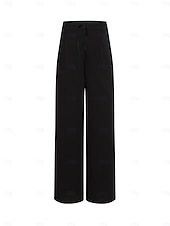 economico Fondi-Pantaloni da donna taglie forti 100% cotone a gamba larga, ideali per vacanze, basic, casual, per tutti i giorni, lunghezza intera, vita alta, tinta unita, coulisse, gamba larga, comodi, ad asciugatura rapida, morbidi, anelastici, grigi, neri, bianchi