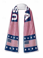 abordables Accesorios-Bufanda de toalla de poliéster para hombre con estampado de la bandera estadounidense, bufanda suave para aficionados al fútbol, ideal para animar en los días de partido, eventos en estadios, ver deportes y para uso diario informal.