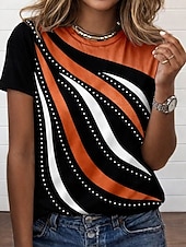 cheap Art&amp;Design tee-Women's T Shirt Print Graphic Color Gradient Stylish Classic Casual Short Sleeve Crew Neck Regular Tops Daily White / Black White Red White Pink Orange Summer Spring