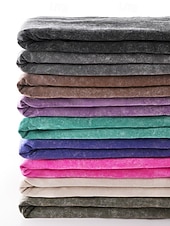  Kvinners 100% bomull T-skjorte Skjorte Vintage Vasket topper Tee Topp Enkel Vintage Mote Stilig Kortermet Crew Hals Vanlige topper Daglig Utendørs Helg Blå Svart Lilla Fuchsia Oransje