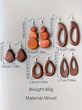 abordables Boucle d&amp;#39;oreille pour femme-Boucles d'oreilles pendantes bohèmes en bois pour femmes, boucles d'oreilles géométriques vintage aux styles variés, parfaites pour les vacances à la plage, les séjours estivaux et le quotidien.