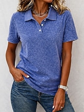  Damen Henley Hemd Einfarbig Vintage Mode Stilvoll Kurzarm Normale Oberteile Lässig Strand Blau Rosa Orange Sommer Frühling