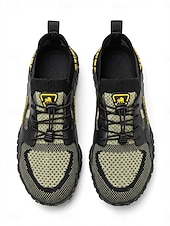 cheap Men-Men's Gray and Black Outdoor Sneakers Lace-Up Lightweight Breathable Comfort Walking Shoes Durable Sport Casual Footwear for Outdoor Resort, Vacation Travel, Warm Weather
