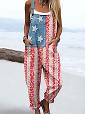  Damskie Ogólny Aktywny Graficzny Bez rękawów Bez rękawów Kwadratowy dekolt Niejednolita całość Kieszeń Codzienny Plaża Luźna Niebieski Czerwony Lato