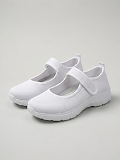 abordables Zapatillas de mujer-Zapatillas deportivas rosas de punto estilo Mary Jane para mujer, con correa ajustable, calzado cómodo y transpirable para uso diario, para caminar y para todo el día.