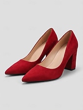 cheap Block Heel Pumps-Women's Rose Pink Suede Pumps - Elegant Pointed Toe Block Heels for Everyday Wear, Casual Outfits &amp; Stylish Street Look